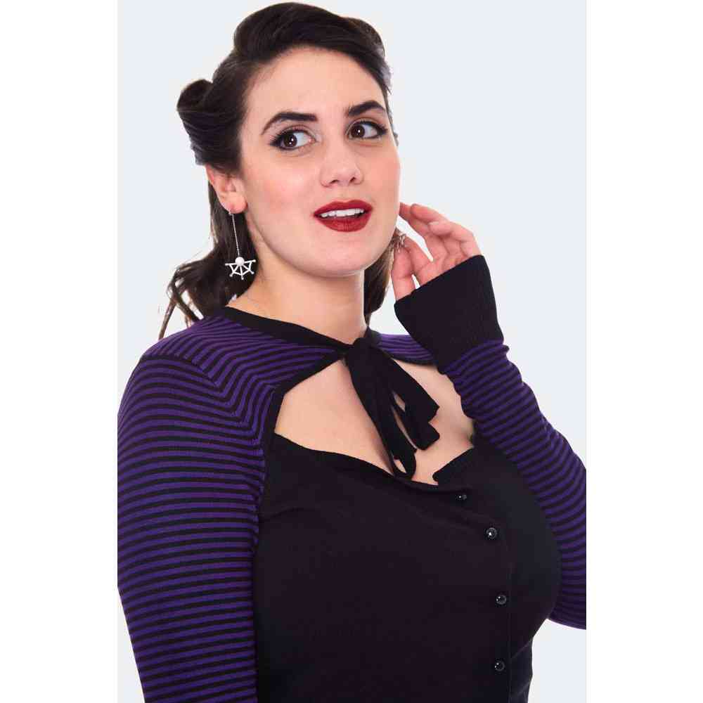 Voodoo Vixen - Cut Out Striped Cardigan - Multicolours